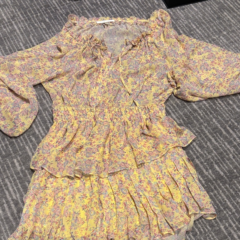 LoveShackFancy Yellow and Pink Floral Skirt